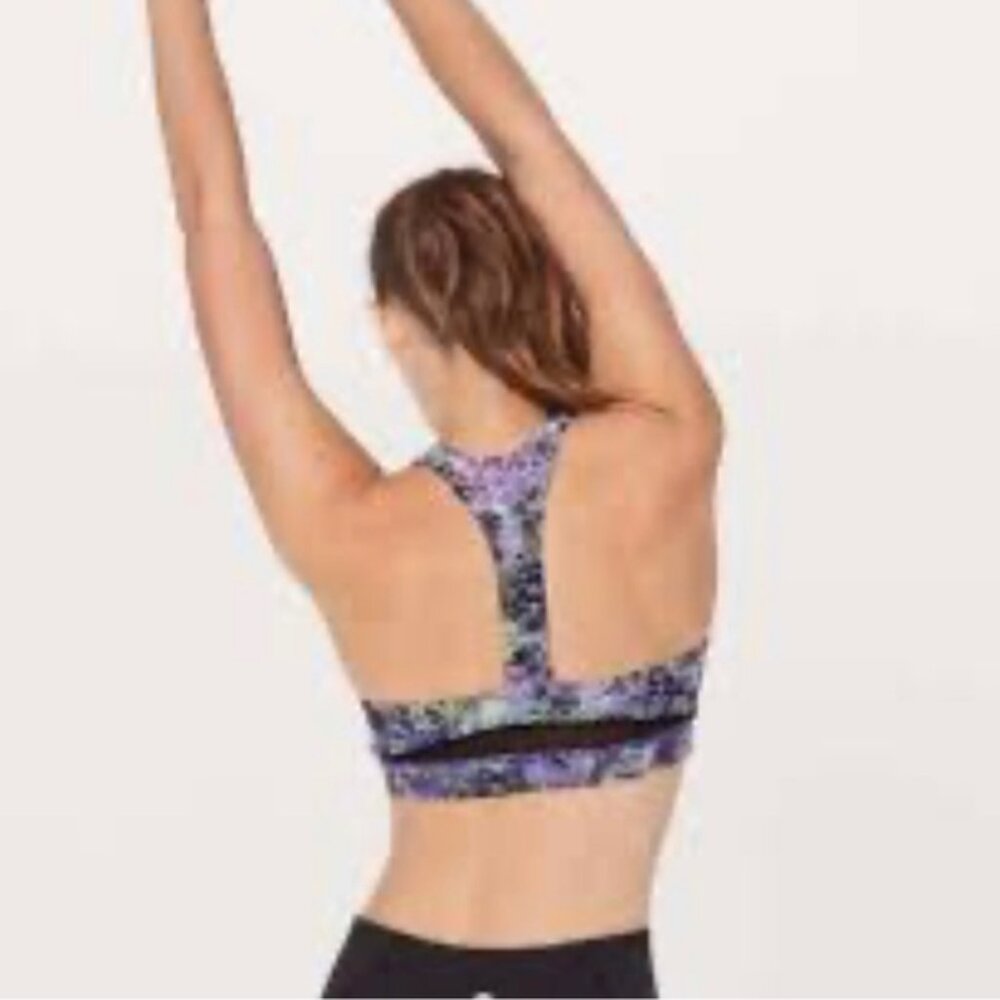Lululemon ^* Break Free Bra (Nulux)Vivid Vision Multi Black / Black EUC